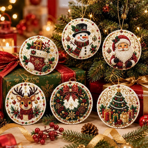 Christmas Diamond Art Ornament Kit – 6-Piece DIY Pearl Decoration Set