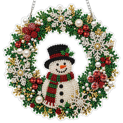 LED Snowman Diamond Art Wreath Kit – DIY Christmas Decoration