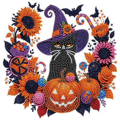 Halloween Pumpkin & Witch Diamond Art Kit – DIY Beaded Fall Wreath