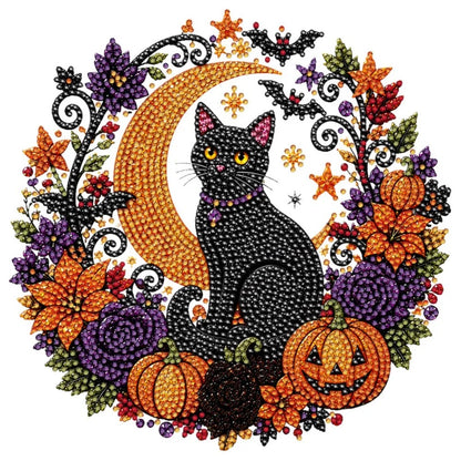 Halloween Pumpkin & Witch Diamond Art Kit – DIY Beaded Fall Wreath